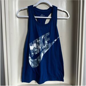 Womens NIKE Mesh Racerback BLUE GYM Tank Top Shirt Sport Size Small